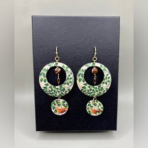 🕊🧡Circular Bird Jasper Earrings